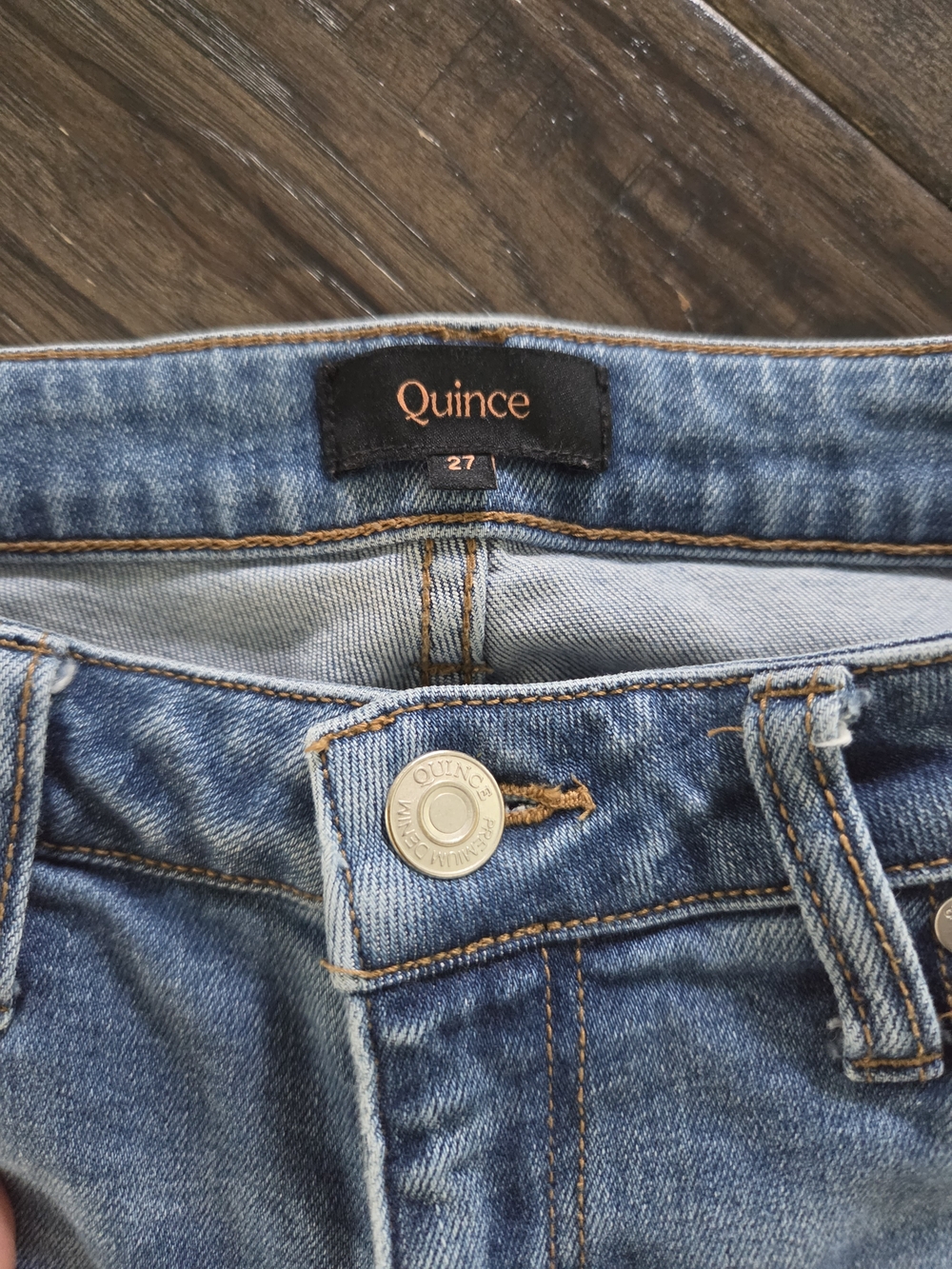 Quince Light Blue Denim Jeans with Contrast Stitching
